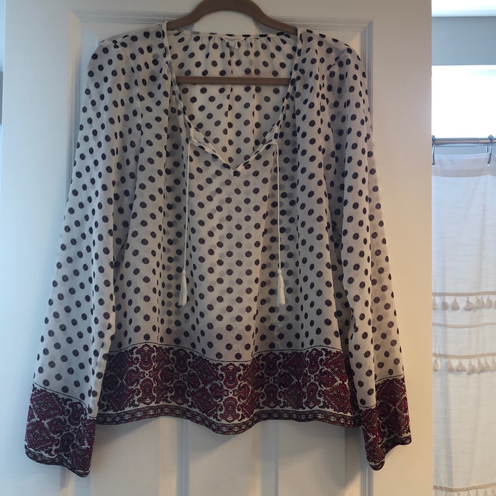Aeropostale chiffon blouse with tassels